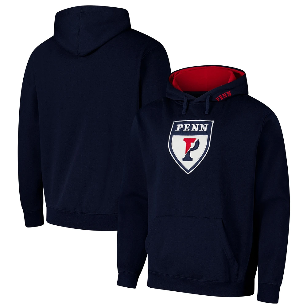 Men's Colosseum Navy Pennsylvania Quakers Arch & Logo 3.0 Pullover Hoodie