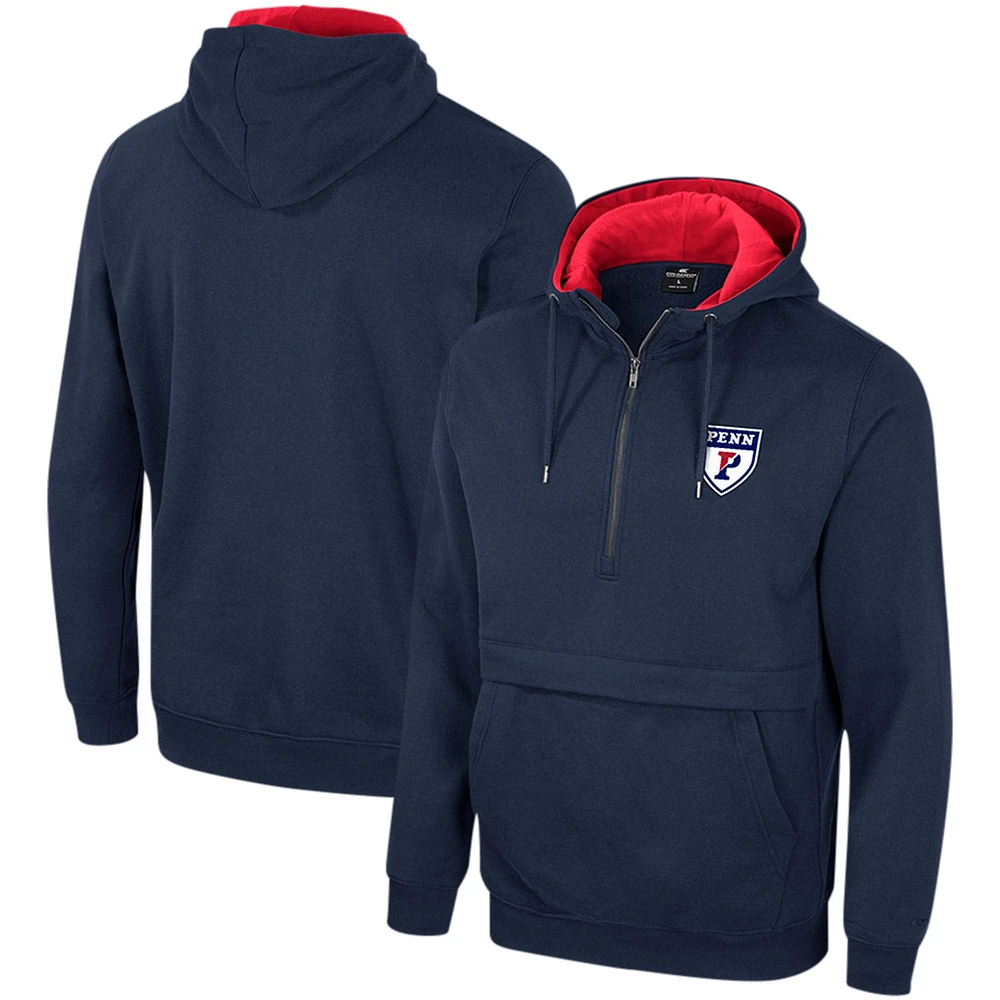 Men's Colosseum Navy Pennsylvania Quakers Team Half-Zip Pullover Hoodie