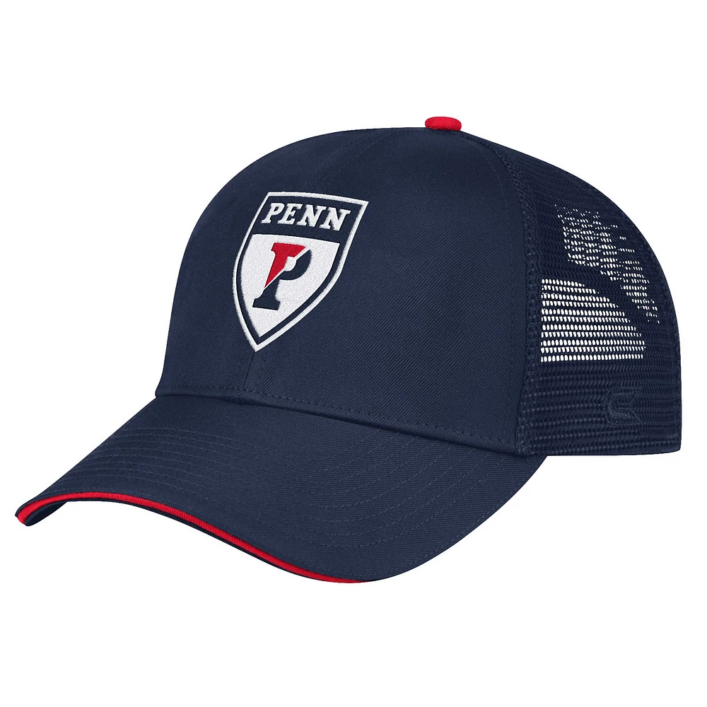 Men's Colosseum Navy Pennsylvania Quakers Wyatt Primary Team Trucker Adjustable Hat