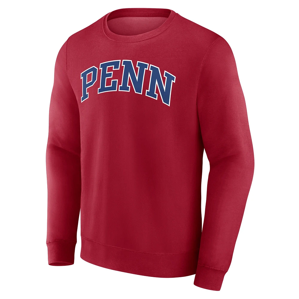 Men's Fanatics Red Pennsylvania Quakers Short Name Pullover Sweatshirt