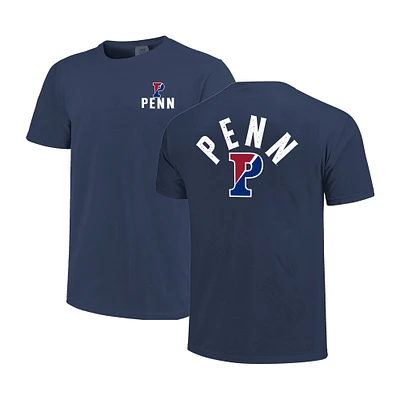 T-shirt bleu marine à superposition de mascotte des Quakers Pennsylvanie pour homme