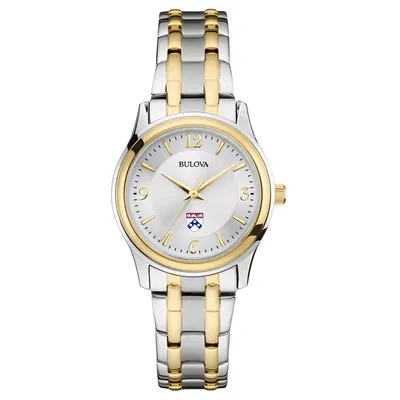 Pennsylvania Quakers Bulova Women's Classic Two-Tone Round Watch - Silver/Gold