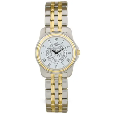 Pennsylvania Quakers Women's Logo Two-Tone Wristwatch - Silver/Gold