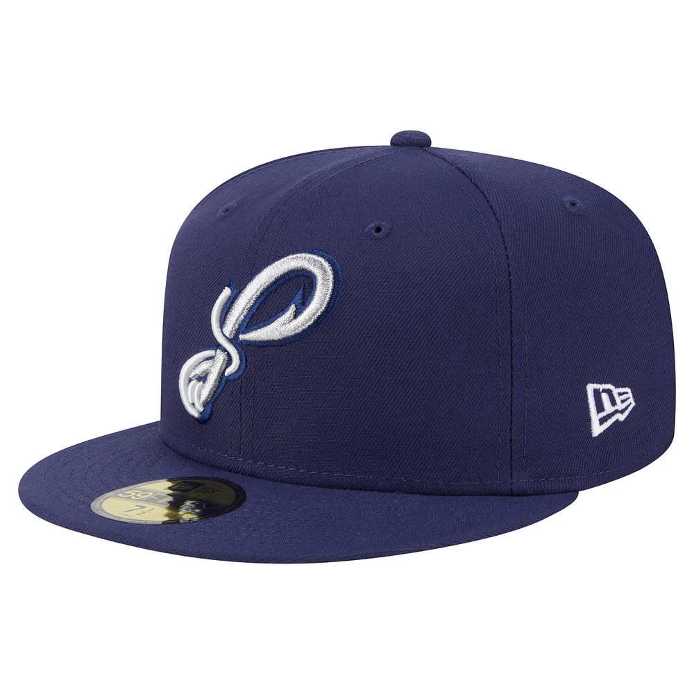 Men's New Era  Navy Pensacola Blue Wahoos Authentic Collection 59FIFTY Fitted Hat