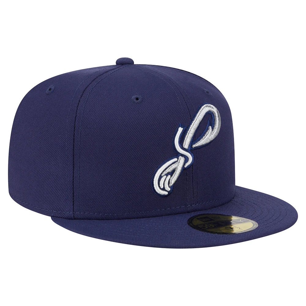 Men's New Era  Navy Pensacola Blue Wahoos Authentic Collection 59FIFTY Fitted Hat
