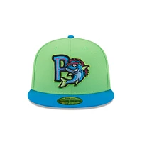 Men's New Era  Neon Green Pensacola Blue Wahoos Theme Nights 59FIFTY Fitted Hat