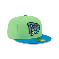 Men's New Era  Neon Green Pensacola Blue Wahoos Theme Nights 59FIFTY Fitted Hat