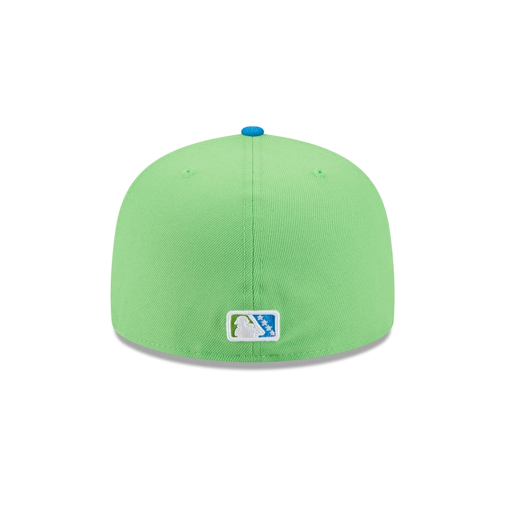 Men's New Era  Neon Green Pensacola Blue Wahoos Theme Nights 59FIFTY Fitted Hat