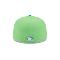 Men's New Era  Neon Green Pensacola Blue Wahoos Theme Nights 59FIFTY Fitted Hat