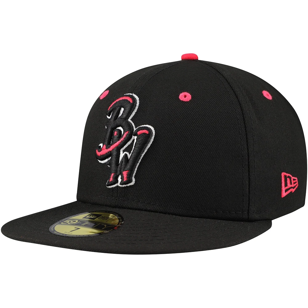 Men's New Era Black Pensacola Blue Wahoos Authentic Collection 59FIFTY Fitted Hat