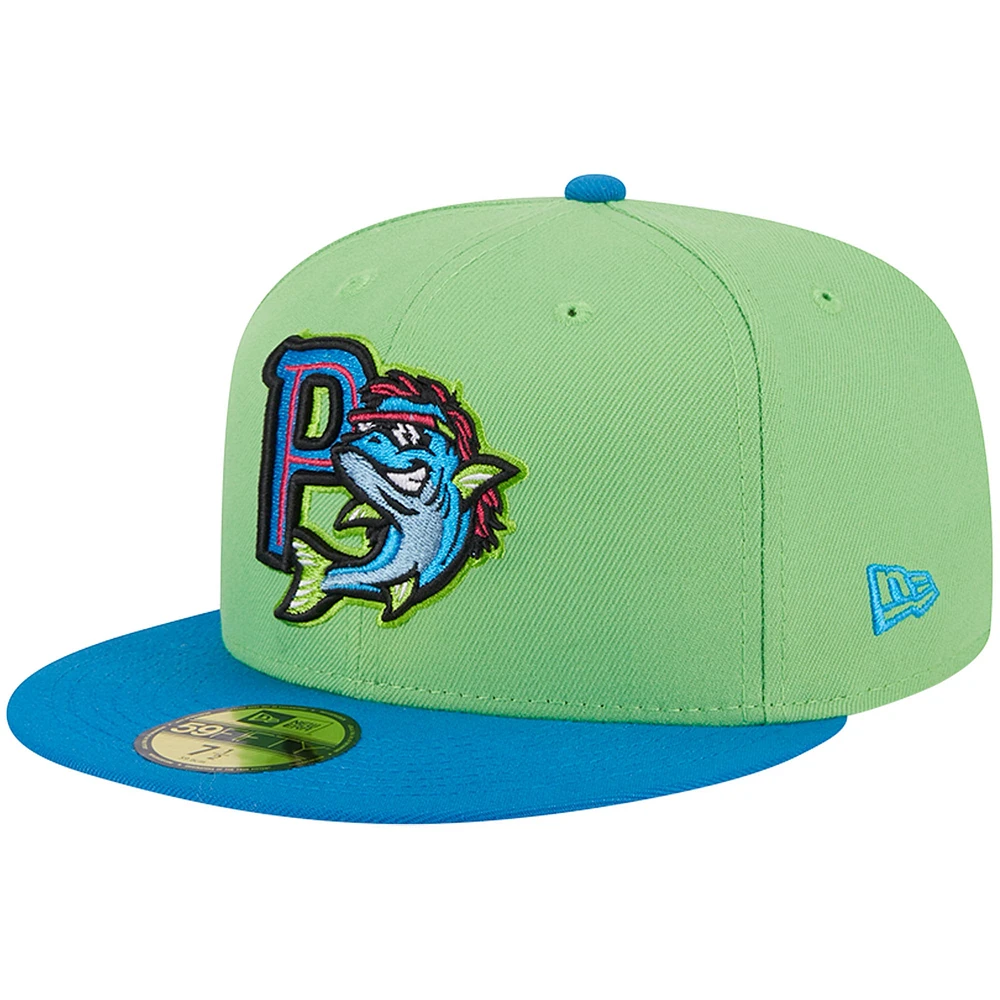 Men's New Era Green Pensacola Blue Wahoos Theme Nights Mullets  59FIFTY Fitted Hat