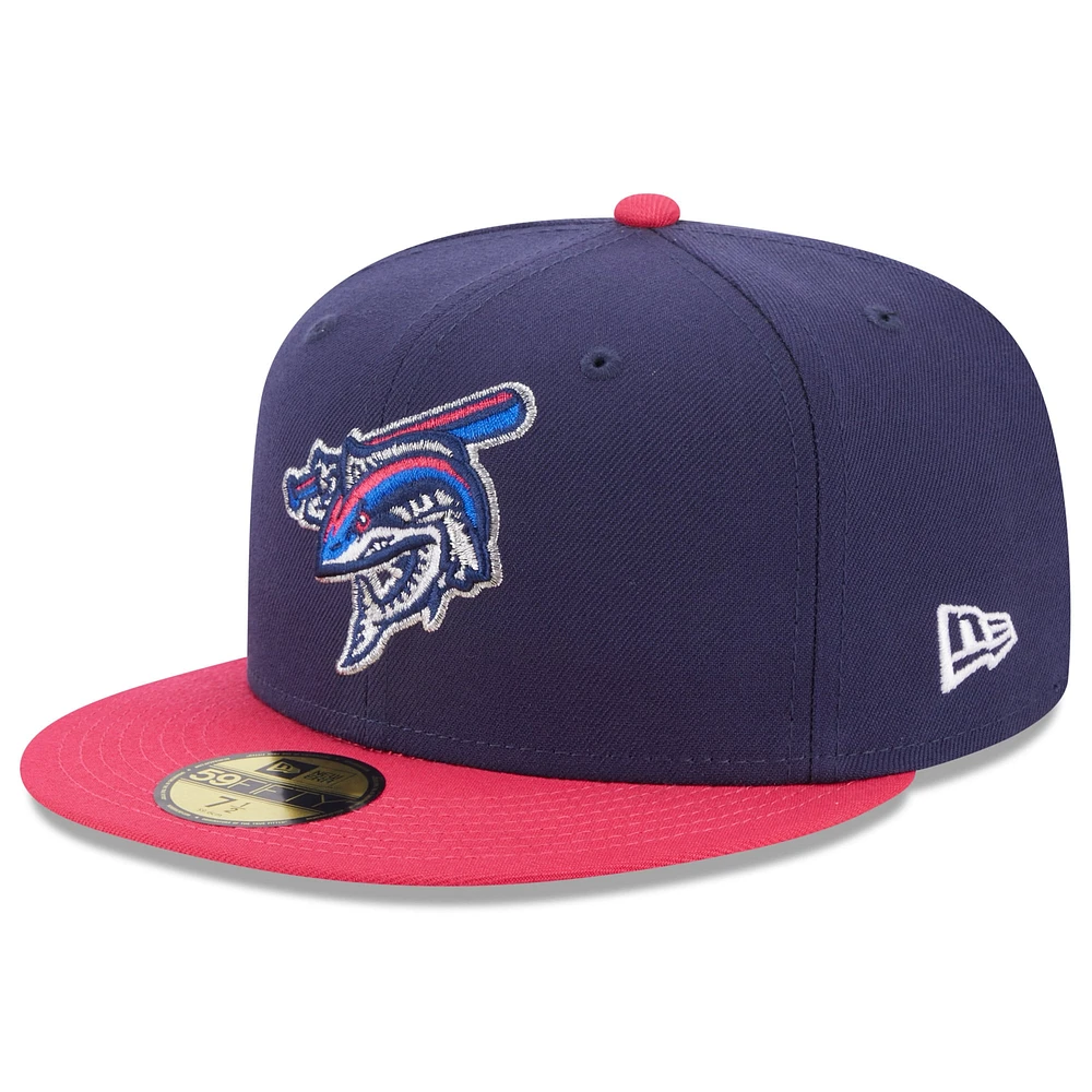 Men's New Era Navy Pensacola Blue Wahoos Authentic Collection Alternate Logo 59FIFTY Fitted Hat