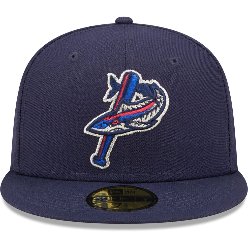 Men's New Era Navy Pensacola Blue Wahoos Authentic Collection Team Game 59FIFTY Fitted Hat