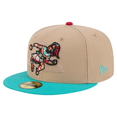 Men's New Era Tan Pensacola Blue Wahoos Copa de la Diversión 59FIFTY Fitted Hat