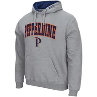 Men's Colosseum Heathered Gray Pepperdine Waves Arch and Logo Pullover Hoodie