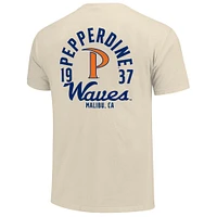 Men's Cream Pepperdine Waves Comfort Colors Mascot Overlay T-Shirt