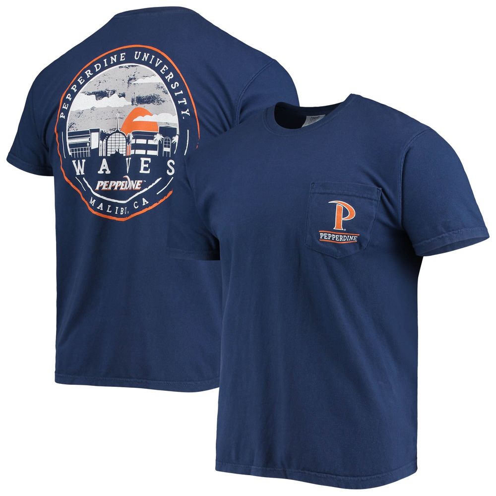 Men's Navy Pepperdine Waves Circle Campus Scene T-Shirt