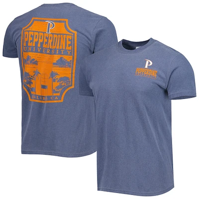 Tee-shirt Homme Bleu Marine Pepperdine Waves Logo Campus Icon