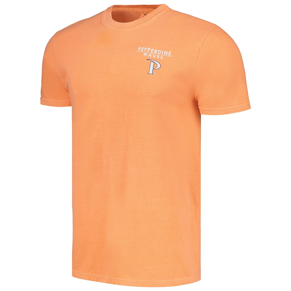 T-shirt Orange Pepperdine Waves Landscape Shield pour hommes