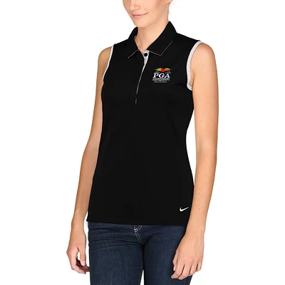 Women's Nike Golf Black 2016 PGA Championship Victory Colorblock Performance Sleeveless Polo