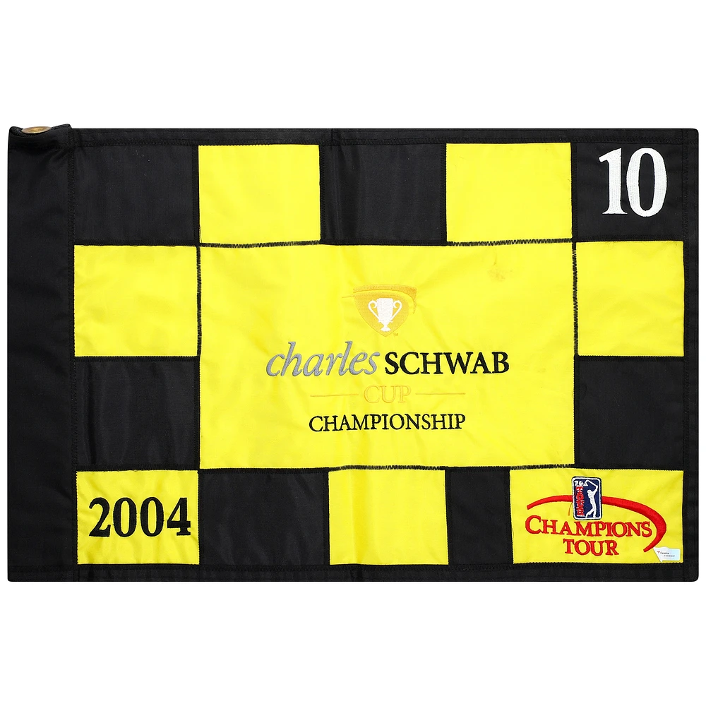 Event-Used #10 Yellow and Black Pin Flag from The Charles Schwab Cup Championship on October 22nd to 24th 2004