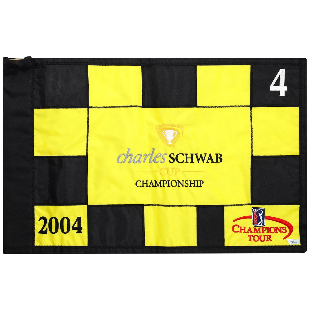 Event-Used #4 Yellow and Black Pin Flag from The Charles Schwab Cup Championship on October 22nd to 24th 2004
