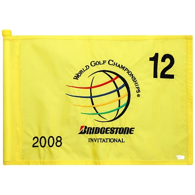 PGA TOUR Event-Used #12 Yellow Pin Flag from The Bridgestone Invitational on July 31st to August 3rd 2008