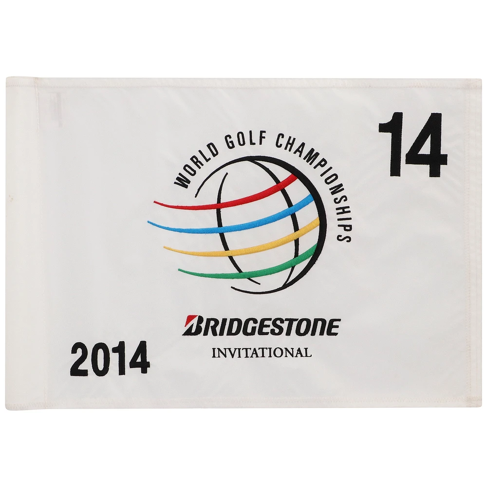 PGA TOUR Event-Used #14 White Pin Flag from The Bridgestone Invitational on July 31st to August 3rd 2014