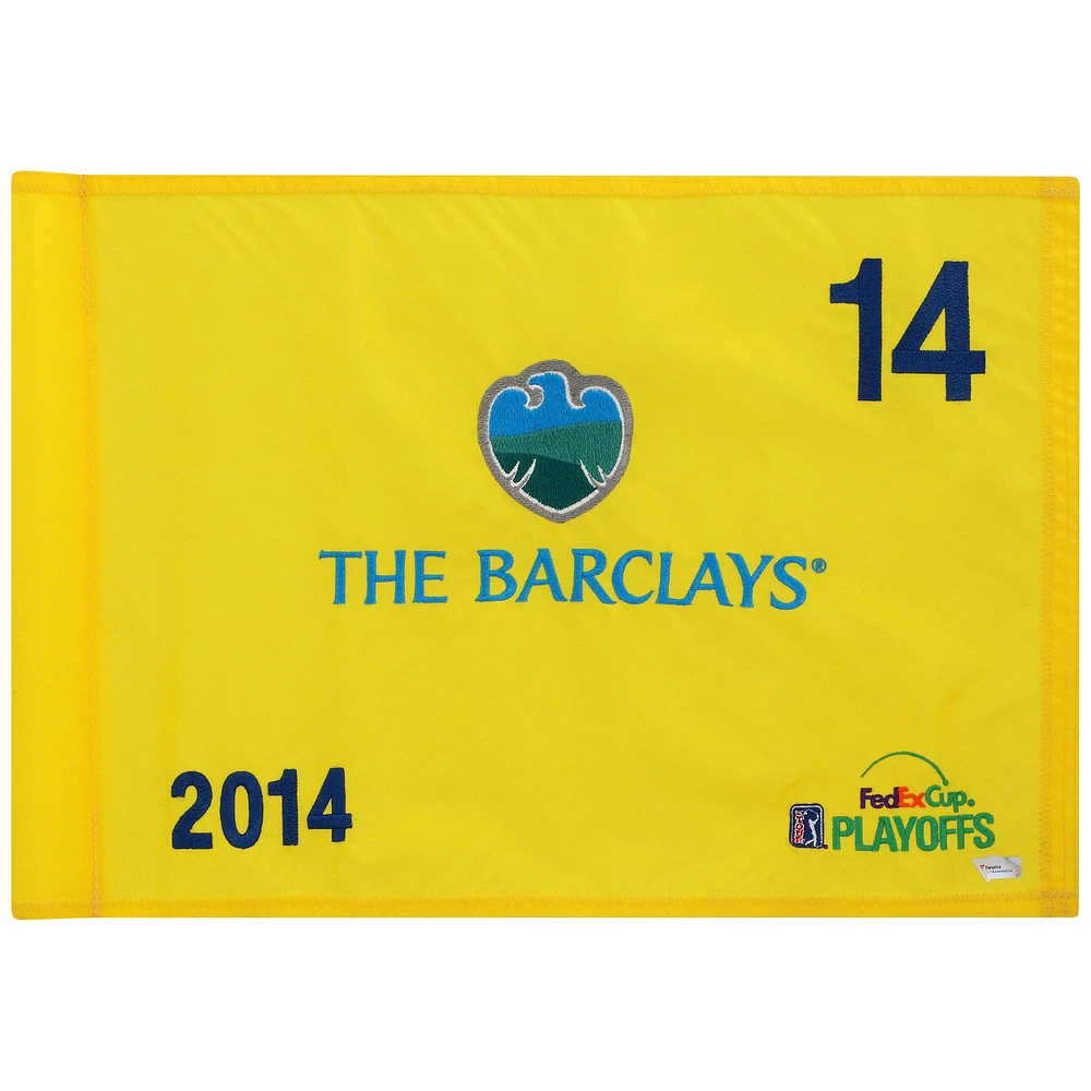PGA TOUR Event-Used #14 Yellow Pin Flag from The Barclays Playoffs on August 21st to 24th 2014