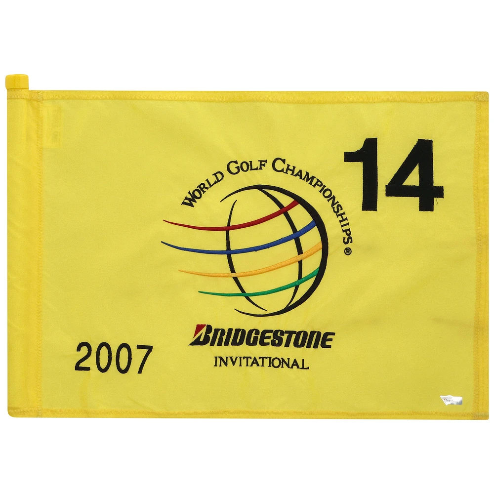 PGA TOUR Event-Used #14 Yellow Pin Flag from The Bridgestone Invitational on August 2nd to 5th 2007