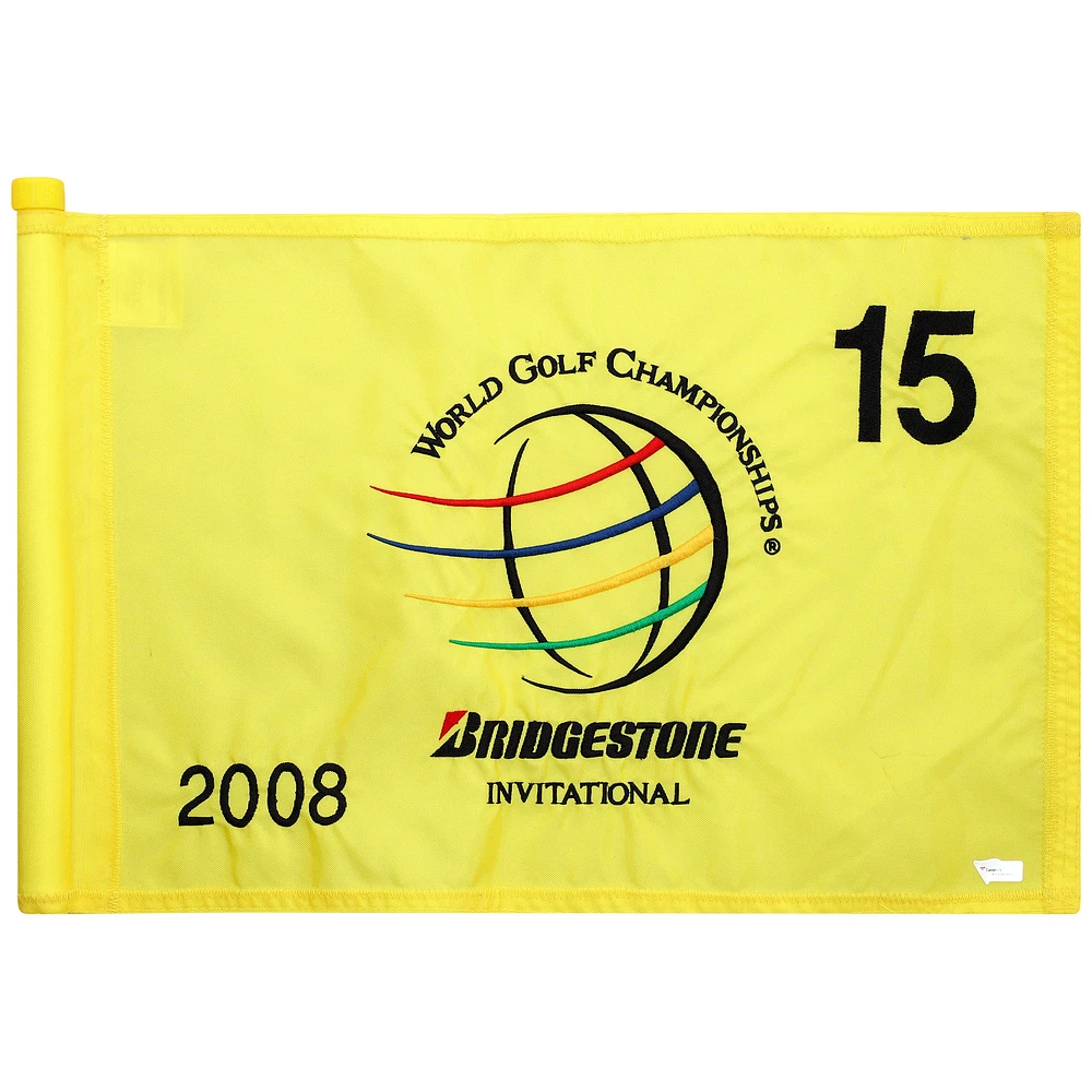 PGA TOUR Event-Used #15 Yellow Pin Flag from The Bridgestone Invitational on July 31st to August 3rd 2008