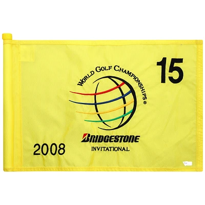 PGA TOUR Event-Used #15 Yellow Pin Flag from The Bridgestone Invitational on July 31st to August 3rd 2008