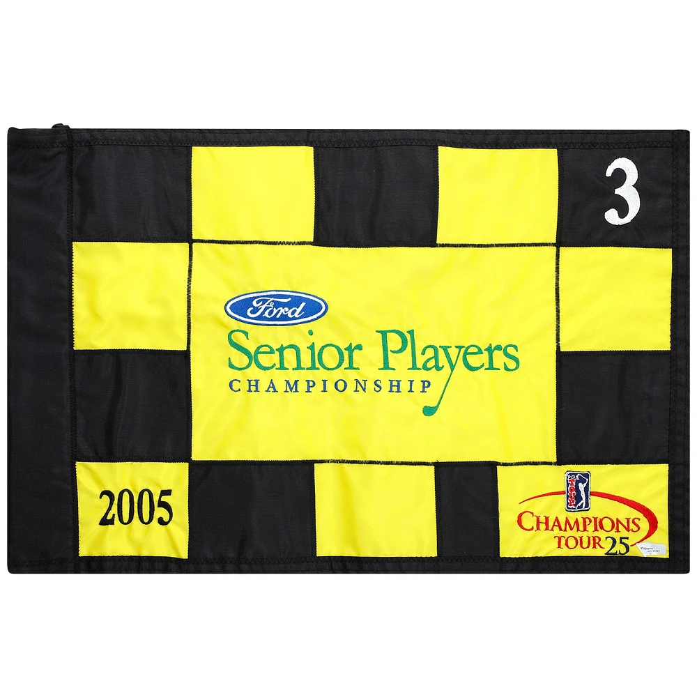 PGA TOUR Event-Used #3 Yellow and Black Pin Flag from SENIOR PLAYERS Championship on July 7th to 10th 2005