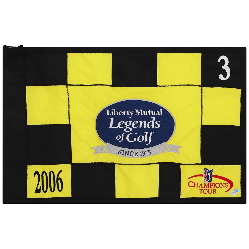 PGA TOUR Event-Used #3 Yellow and Black Pin Flag from The Legends of Golf Tournament on April 17th to 23rd 2006