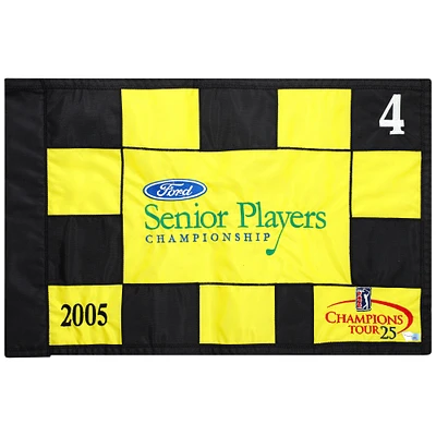 PGA TOUR Event-Used #4 Yellow and Black Pin Flag from SENIOR PLAYERS Championship on July 7th to 10th 2005