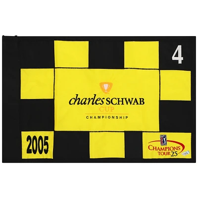 PGA TOUR Event-Used #4 Yellow and Black Pin Flag from The Charles Schwab Cup Championship on October 2nd to 30th 2005