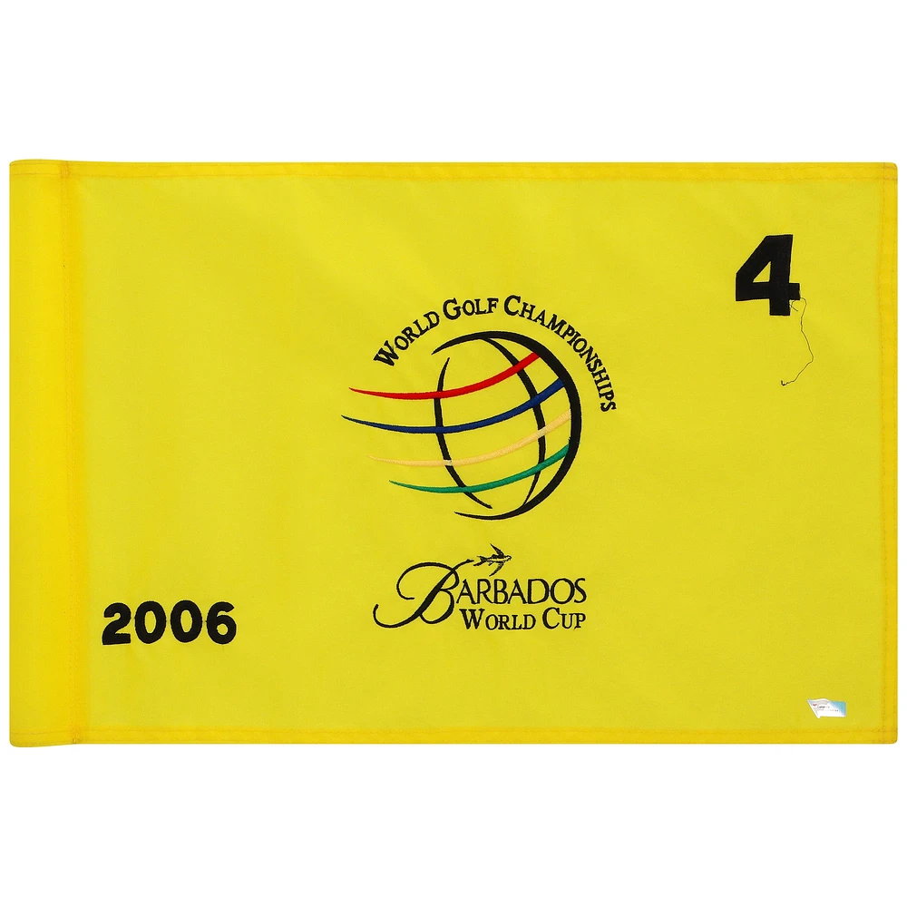 PGA TOUR Event-Used #4 Yellow Pin Flag from The Barbados World Cup on December 4th to 10th 2006