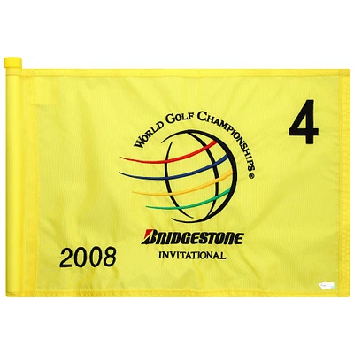 PGA TOUR Event-Used #4 Yellow Pin Flag from The Bridgestone Invitational on July 31st to August 3rd 2008