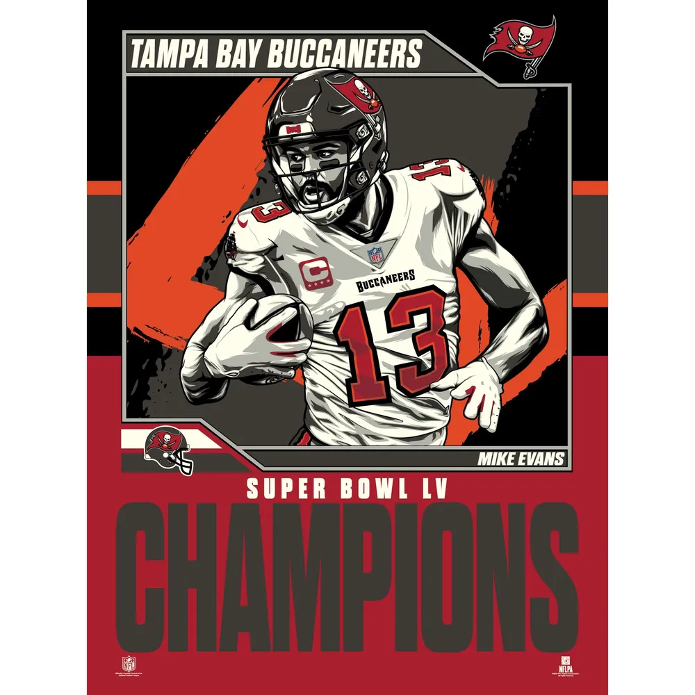 Lids Mike Evans Tampa Bay Buccaneers Phenom Gallery Super Bowl LV Champions  18'' x 24'' Serigraph Limited Edition Poster Art Print
