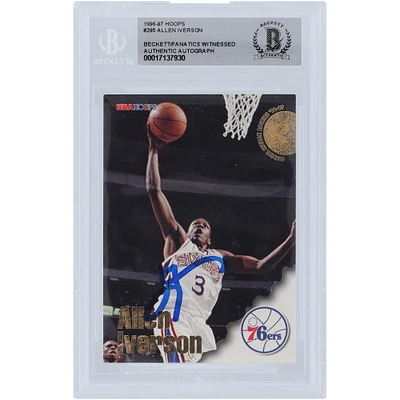 Allen Iverson Philadelphia 76ers Autographed 1996-97 Fleer Hoops #295 Beckett Fanatics Witnessed Authenticated Rookie Card