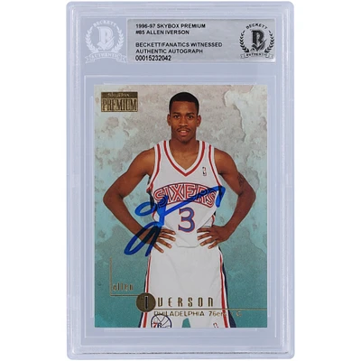 Allen Iverson Philadelphia 76ers Autographed 1996-97 Skybox Premium #85 Beckett Fanatics Witnessed Authenticated Rookie Card