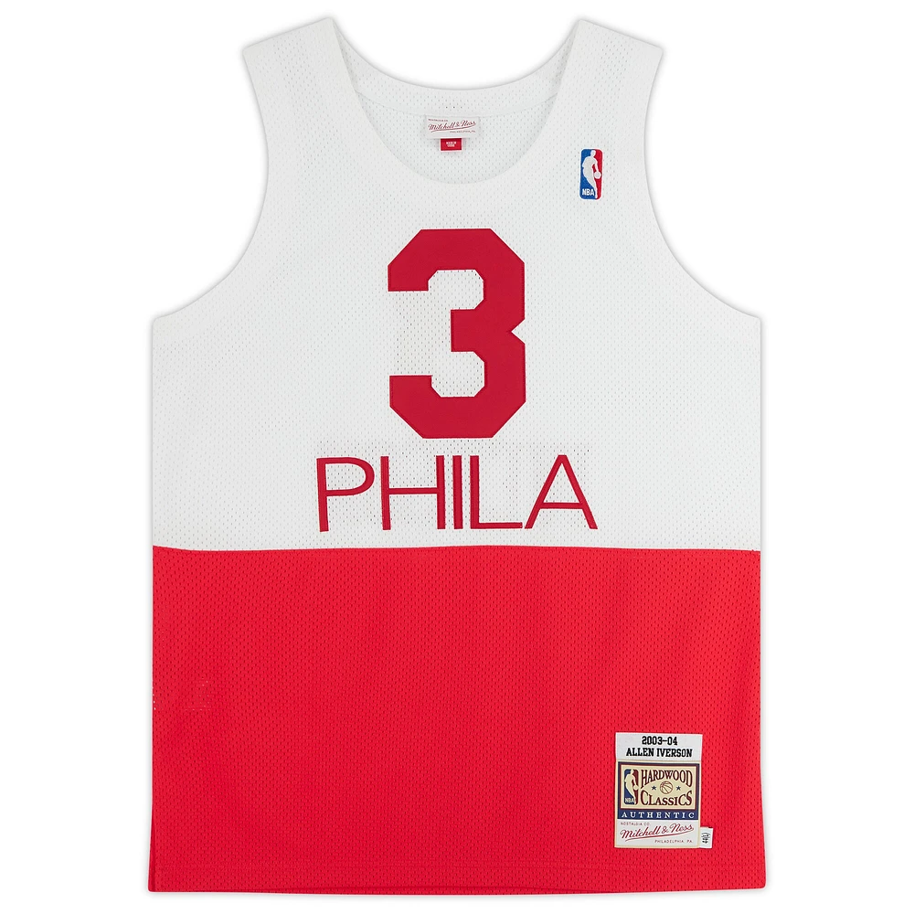 Allen Iverson Philadelphia 76ers Autographed Red & White 2003/04 Mitchell & Ness Authentic Jersey