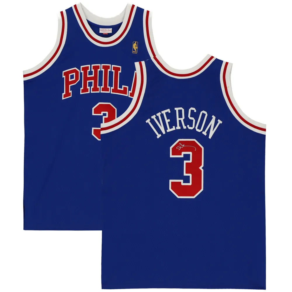 Men's Philadelphia 76ers Allen Iverson Mitchell & Ness White Hardwood  Classics Authentic Jersey