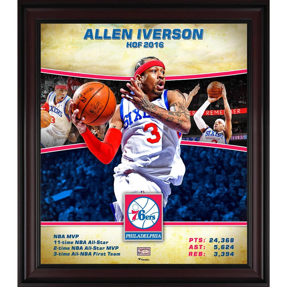 Allen Iverson Philadelphia 76ers Framed 15" x 17" Hardwood Classics Player Collage