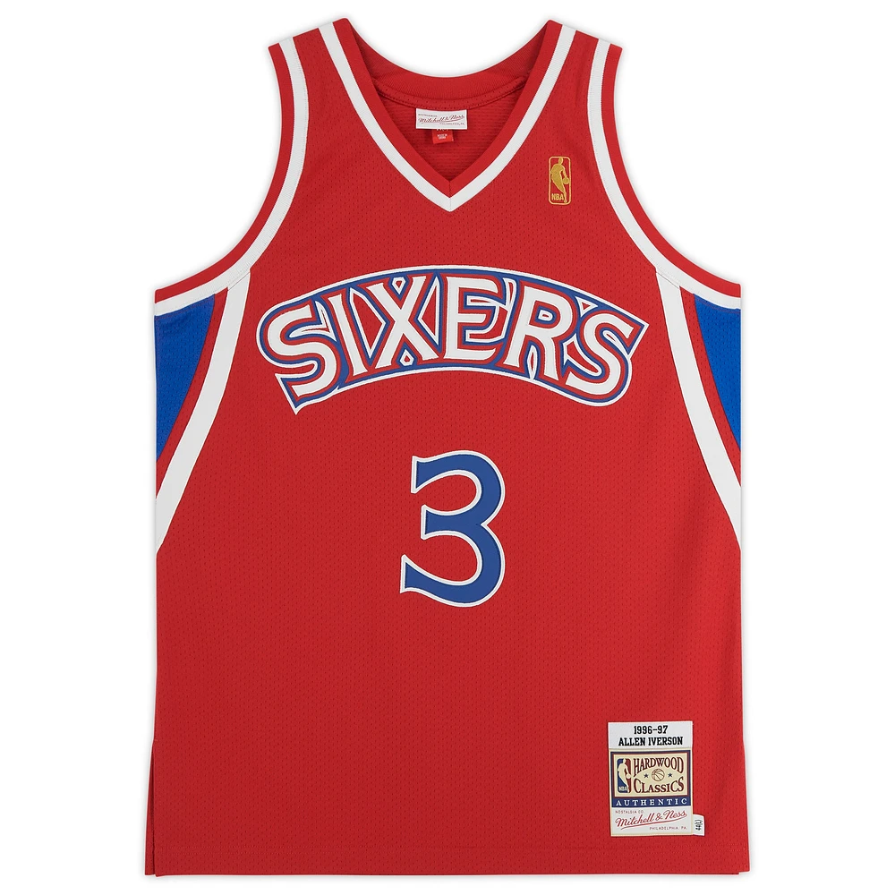 Allen Iverson Red Philadelphia 76ers Autographed 1996-97 Mitchell & Ness Authentic Jersey