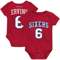 Infant Mitchell & Ness Julius Erving Red Philadelphia 76ers Hardwood Classics Name Number Bodysuit