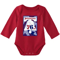 Ensemble de body et bonnet en tricot à revers Mitchell & Ness Royal/Red Philadelphia 76ers Hardwood Classics pour bébé