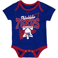 Ensemble de body et bonnet en tricot à revers Mitchell & Ness Royal/Red Philadelphia 76ers Hardwood Classics pour bébé