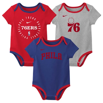 Infant Nike Philadelphia 76ers Three-Pack Bodysuit Set