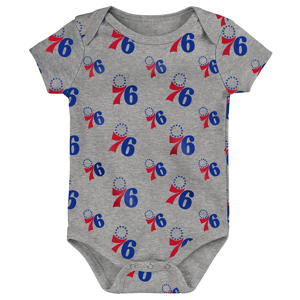 Lot de deux bodys Double Up Philadelphia 76ers pour bébé Royal/Gris